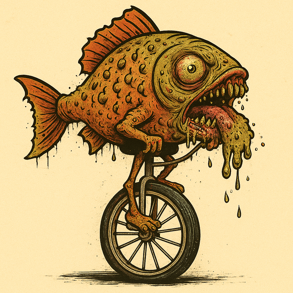 fish on a unicycle logo